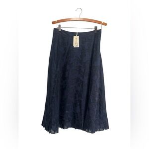 Ivee Women's Navy Blue A-Line Skirt Jacquard Women's Medium M Chiffon NWT